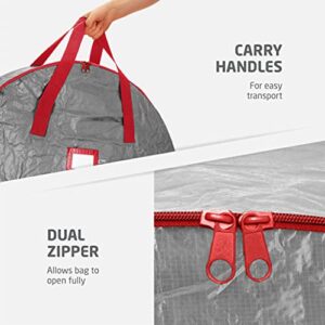 ZOBER Christmas Wreath Storage Bag - Water Resistant Fabric Storage Dual Zippered Bag for Holiday Artificial Christmas Wreaths, 2 Stitch-Reinforced Canvas Handles (24 Inch, Gray, Set of 2)