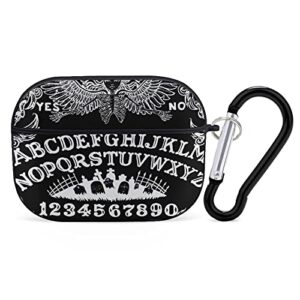smooth headphone case cover compatible with airpods pro case witch board black gothic goth occult witchcraft, soft plastic skin case cover shockproof protective case cover with keychain