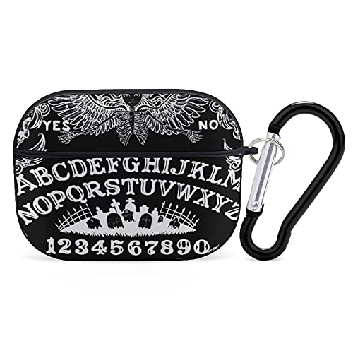 Smooth Headphone Case Cover Compatible with AirPods Pro Case Witch Board Black Gothic Goth Occult Witchcraft, Soft Plastic Skin Case Cover Shockproof Protective Case Cover with Keychain