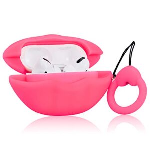 Joyleop Red Lips Case for Airpods Pro 2019/Pro 2 Gen 2022, Luxury Fun Funny 3D Women Girls Teen Ladies Cover, Kawaii Cool Cute Cartoon Soft Silicone Character Air pods Skin Cases for Airpod Pro