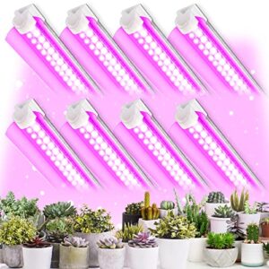 (8-pack) led grow light, t8 grow lights 2ft, 192w(8×24w) high intensity full spectrum indoor grow lights with high ppfd value, grow lights for indoor plants, seed starting, succulent, vegetables
