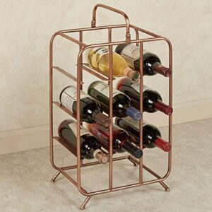 touch of class blake free standing 9 bottle wine rack copper finish 24 x 13 inches