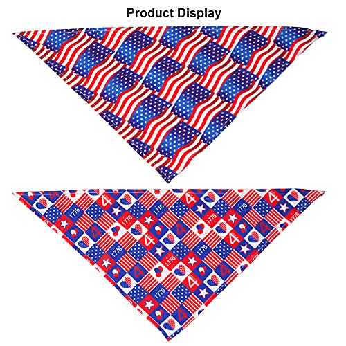 ADOGGYGO 4 Pack American Flag Dog Bandana Triangle Dog Scarf 4th of July Bandana for Small Medium Dogs Pets