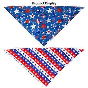 ADOGGYGO 4 Pack American Flag Dog Bandana Triangle Dog Scarf 4th of July Bandana for Small Medium Dogs Pets