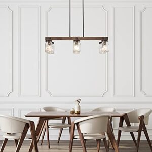 Mason Jar Chandelier, 6-Light Kitchen Island Lighting, 27.5" Farmhouse Chandelier for Dining Room with Glass Shades