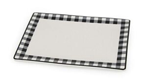 boston international ceramic serving platter, 10 x 8-inches, black & white check