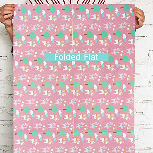 MAYPLUSS Wrapping Paper Sheet Set- Folded Flat - Pull Bows $ Gift Tags & Stickers - 6 Different Unicorn Design (45.2 sq. ft.ttl.) - 27.5 inch X 39.4 inch Per Sheet