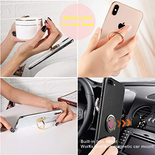 JAHOLAN Cell Phone Ring Stand Finger Holder Sparkle Glitter Love Grip Kickstand Compatible with Universal Smartphone iPhone 12 11 Pro Max Xs XR 7 8 Plus Samsung Galaxy S21 S20 Note 20 Silver