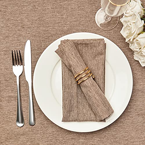 Mebakuk Cloth Napkins Set of 12, Premium 17 x 17 Inch Solid Washable Linen Style Napkins, Soft Table Napkin for Wedding Party Restaurant Dinner Parties (Flaxen, Set of 12)