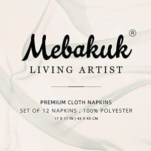 Mebakuk Cloth Napkins Set of 12, Premium 17 x 17 Inch Solid Washable Linen Style Napkins, Soft Table Napkin for Wedding Party Restaurant Dinner Parties (Flaxen, Set of 12)