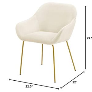 Ball & Cast Upholstered Dining Modern Accent Chair with Low Armrest Golden Metal Leg Set of 1, Beige