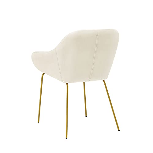 Ball & Cast Upholstered Dining Modern Accent Chair with Low Armrest Golden Metal Leg Set of 1, Beige