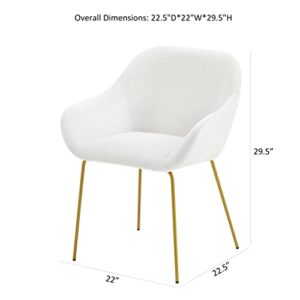 Ball & Cast Upholstered Dining Modern Accent Chair with Low Armrest Golden Metal Leg Set of 1, Beige