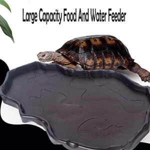 Tfwadmx Reptile Food and Water Bowl Set Luminous Bearded Dragon Dishes Tortoise Feeder Lizard Habitat Large and Small Amphibian Feeding Plates Terrarium DéCor for Turtle Gecko Snake Tegu Iguana 2 Pcs