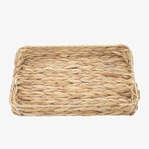 yrmt natural woven tray rectangular hyacinth serving tray with handles for breakfast dinner bread fruit coffee table tea party,home decorative (small)