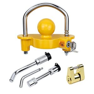 cenipar trailer hitch lock set 5/8 inch, 1/2 inch hitch dog bone pin lock trailer coupler lock and universal coupler lock fits class iii iv hitches towing locks