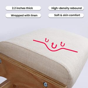 Ergonomic Kneeling Chair Birch Computer Stool Relax Your Knees with Sponge Cushion, Easy to Assemble Improve Sitting Posture for Home Office (Wood)