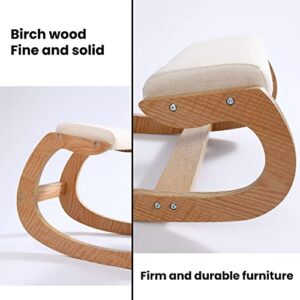 Ergonomic Kneeling Chair Birch Computer Stool Relax Your Knees with Sponge Cushion, Easy to Assemble Improve Sitting Posture for Home Office (Wood)