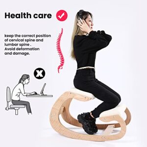 Ergonomic Kneeling Chair Birch Computer Stool Relax Your Knees with Sponge Cushion, Easy to Assemble Improve Sitting Posture for Home Office (Wood)