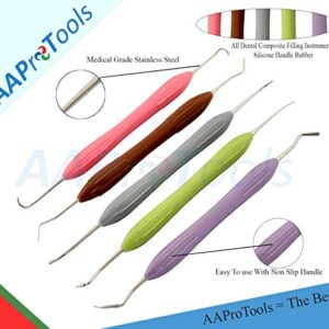 AAProTools Silicone Handle Dental Composite Filling Instruments Kit 5pcs Tools DN-2285