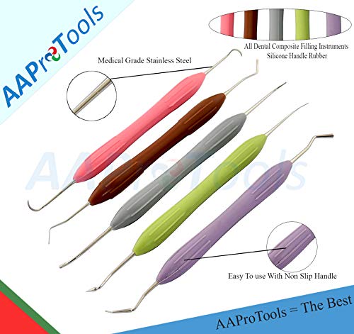 AAProTools Silicone Handle Dental Composite Filling Instruments Kit 5pcs Tools DN-2285