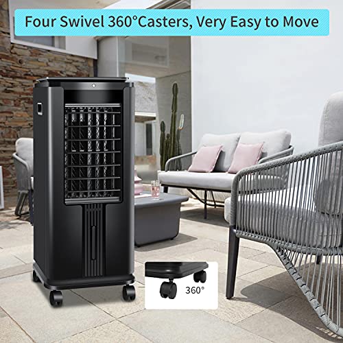 SWHOME 3-IN-1 Portable Evaporative Coolers 30" Swamp Cooler Air Conditioner Fan Humidifier 12H Timer, with Remote Control Ice Box (Black)