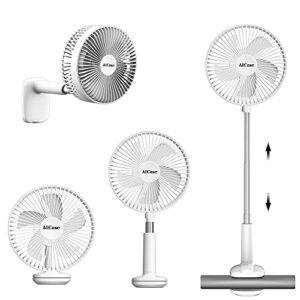 aicase stand fan,clip fan folding portable telescopic floor/usb desk fan with 1800mah rechargeable battery, 3 speeds super quiet adjustable height and head great for office home outdoor camping