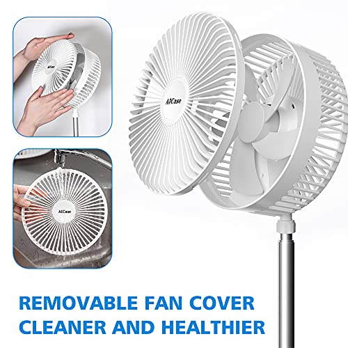 AICase Stand Fan,Clip Fan Folding Portable Telescopic Floor/USB Desk Fan with 1800mAh Rechargeable Battery, 3 Speeds Super Quiet Adjustable Height and Head Great for Office Home Outdoor Camping