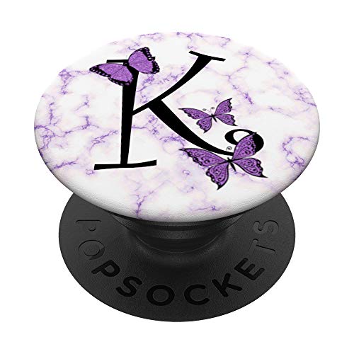 Purple Butterfly Monogram Letter K Initial Butterflies PopSockets PopGrip: Swappable Grip for Phones & Tablets