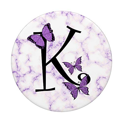 Purple Butterfly Monogram Letter K Initial Butterflies PopSockets PopGrip: Swappable Grip for Phones & Tablets
