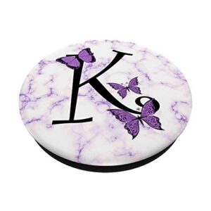 Purple Butterfly Monogram Letter K Initial Butterflies PopSockets PopGrip: Swappable Grip for Phones & Tablets