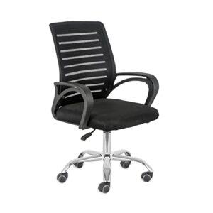 comfty mesh office chair with mid back and chrome base, 31.89”-35.04”, black