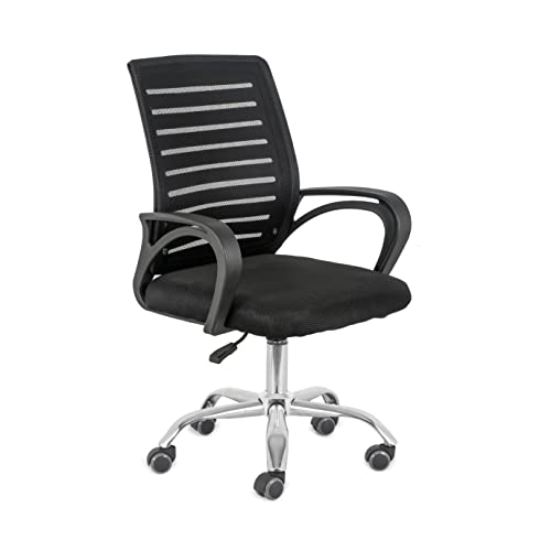 Comfty Mesh Office Chair with Mid Back and Chrome Base, 31.89”-35.04”, Black