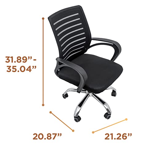 Comfty Mesh Office Chair with Mid Back and Chrome Base, 31.89”-35.04”, Black