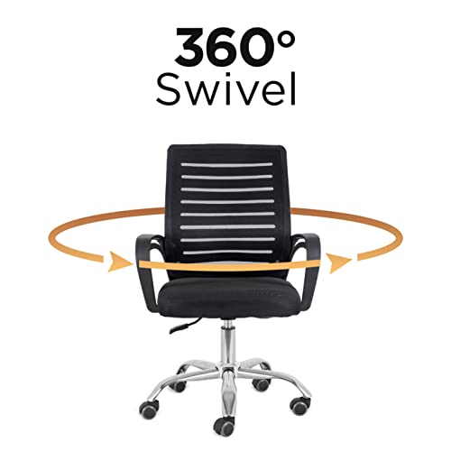 Comfty Mesh Office Chair with Mid Back and Chrome Base, 31.89”-35.04”, Black