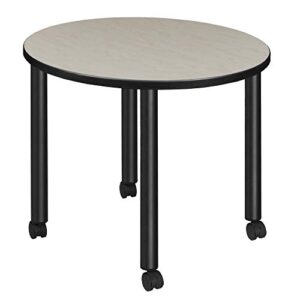 regency kee round mobile breakroom tables, medium, maple/black