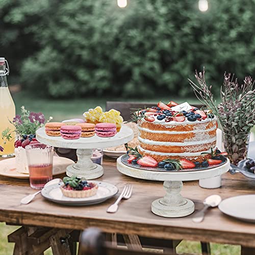 Cake Stand for Dessert Table Set of 2 Wood Cupcake Stand with Round Pedestal Holder Wood Display Table for Presenting Cakes Holder Dessert Display Plate Serving Tray for Baby Shower Wedding Cake Tools