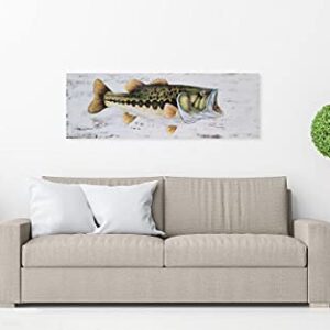 YHSKY ARTS Coastal Canvas Wall Art with Textured - Large Mouth Fish Paintings, Modern Abstract Marine Life Pictures for Living Room Bedroom Bathroom Decor