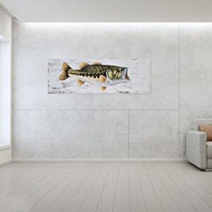 YHSKY ARTS Coastal Canvas Wall Art with Textured - Large Mouth Fish Paintings, Modern Abstract Marine Life Pictures for Living Room Bedroom Bathroom Decor