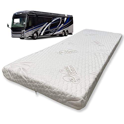 Foamma 7” x 28” x 79” Truck, Camper, RV Travel Visco Gel Memory Foam Bunk Mattress, Washable Organic Cotton Cover, Made in USA, Comfortable, Travel Trailer, CertiPUR-US Certified