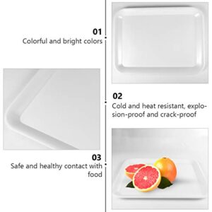 FRCOLOR Melamine Serving Tray Rectangular Platter Shatter- Proof Fruit Cake Bread Plate Appetizer Platter for Breakfast Buffets Party Supplies (White)