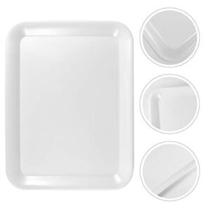 FRCOLOR Melamine Serving Tray Rectangular Platter Shatter- Proof Fruit Cake Bread Plate Appetizer Platter for Breakfast Buffets Party Supplies (White)