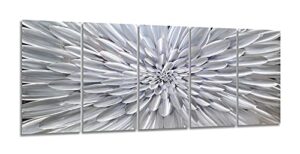 sygallerier metal flower wall decor hand crafted floral artwork in 5 pieces modern botanical pictures on aluminum 3d art for living room bedroom bathroom decoration