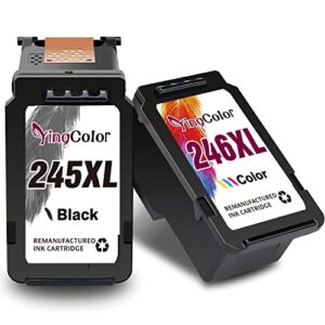 yingcolor remanufactured 245xl 246xl combo pack replacement for canon pg-245xl cl-246xl pg-243 cl-244 ink work for pixma tr4520 mg2522 mx492 mx490 ts3120 mg2920 mg2922 mg2420 ip2820 printer (2 pack)