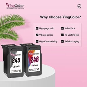 YingColor Remanufactured 245XL 246XL Combo Pack Replacement for Canon Pg-245Xl Cl-246Xl PG-243 CL-244 Ink Work for PIXMA TR4520 MG2522 MX492 MX490 TS3120 MG2920 MG2922 MG2420 IP2820 Printer (2 Pack)