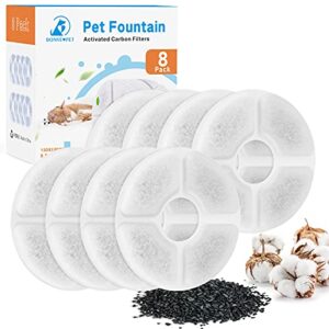 Bonve Pet Water Fountain Replacement Filter Set, 8Pack for 84oz/2.5L Automatic Pet Fountain Cat Water Fountain Dog Water Dispenser