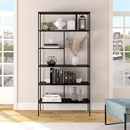 Henn&Hart 72" Tall Rectangular Bookcase in Blackened Bronze, Table for Living Room, Bedroom