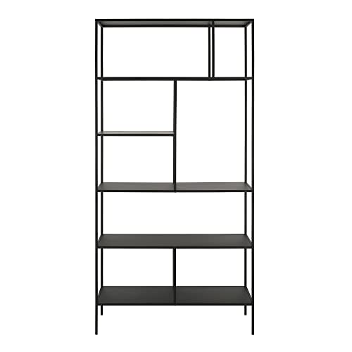 Henn&Hart 72" Tall Rectangular Bookcase in Blackened Bronze, Table for Living Room, Bedroom