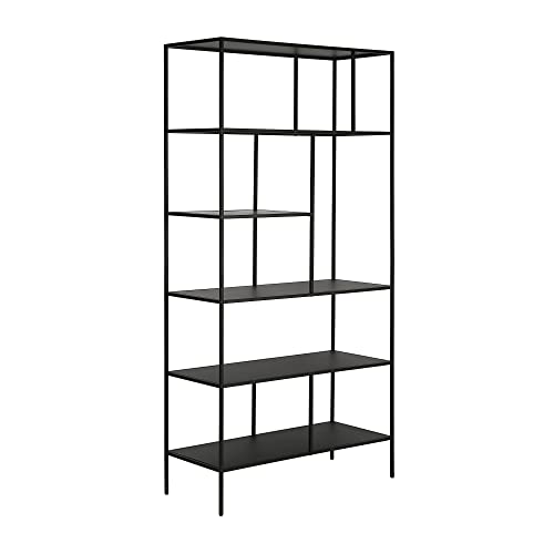 Henn&Hart 72" Tall Rectangular Bookcase in Blackened Bronze, Table for Living Room, Bedroom