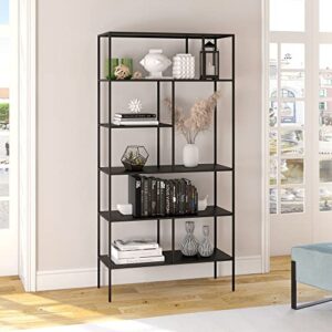 Henn&Hart 72" Tall Rectangular Bookcase in Blackened Bronze, Table for Living Room, Bedroom